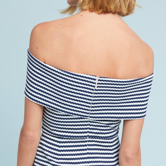 HTF Anthropologie Flamenco Off-The-Shoulder Striped Dress - Picture 5 of 6